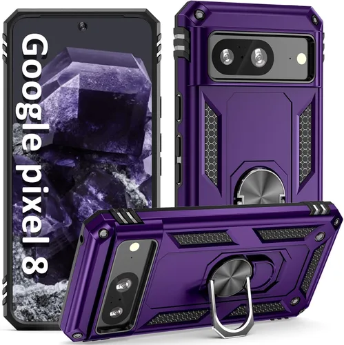 Vista 14 de ADDIT Pixel 8 - Funda para Google Pixel 8, con anillo de soporte, soporte ajustable, grado militar, protección resistente, a prueba de golpes