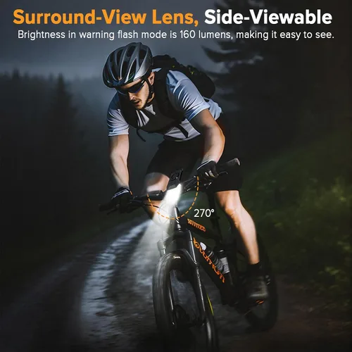 Vista 4 de CL350 - Luz delantera de bicicleta para conducción nocturna durante el día, 4 modos de 4000 mAh USB recargable, encendido/apagado automático