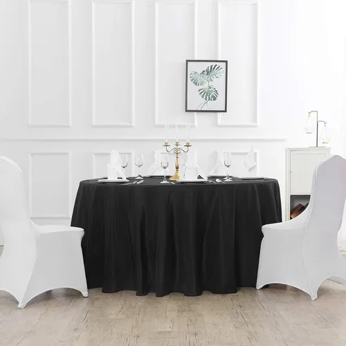 Vista 5 de Mantel redondo de 70 pulgadas de poliéster, lavable, decorativo, para bodas, fiestas, comedor y banquetes