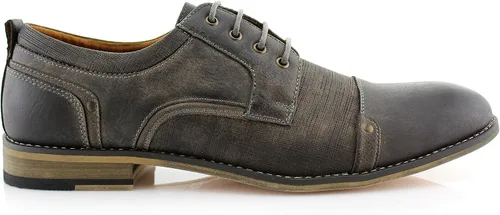 Vista 2 de Ferro Aldo MFA19275PL Jason - Zapatos de vestir para hombre de cuero vegano clásico casual con cordones y puntera redonda, Oxford