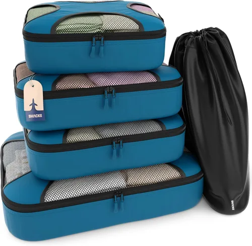 Vista 15 de Shacke Juego de 5 cubos de embalaje para viajes con bolsa de lavandería Juego de 5 - Air Black