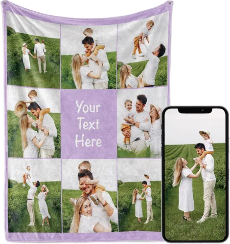 Vista 9 de Manta personalizada con imagen, se envía al día siguiente, impresa en Estados Unidos, manta de fotos personalizada, colores vibrantes, suave