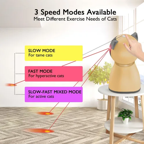 Vista 4 de Valonii Juguete Láser Interactivo Automático para Gatos de Interior, Juguetes Láser Recargables de Trayectoria Real Aleatoria