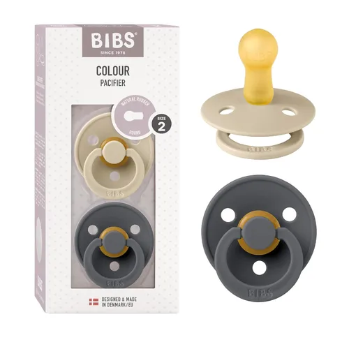 Vista 153 de BIBS - Paquete de 2 chupetes para bebés, goma natural libre de bisfenol A, hechos en Dinamarca, colección Colour, para bebés de 18+ meses, azul bebé