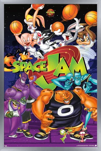 Vista 19 de Trends International Looney Tunes: Space Jam - Póster de collage de pared, 14.725 x 22.375 pulgadas, versión enmarcada de madera de granero