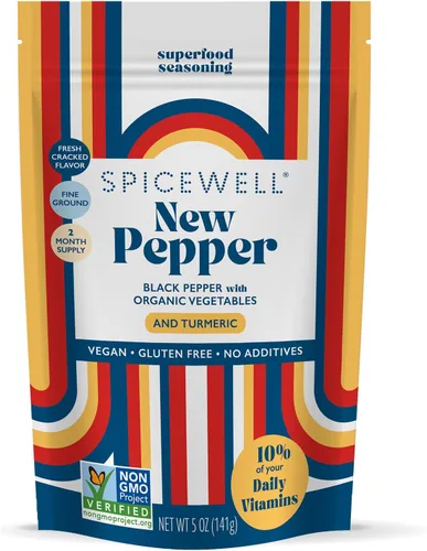 Vista 7 de Spicewell - Nuevo pimentero - Pimienta negra ayurvédica con cúrcuma, 21 vitaminas y minerales a base de plantas - Molido fino, sabor fresco