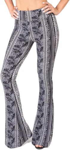 Vista 2 de SATINA - Pantalones palazzo para mujer, leggings acampanados supersuaves con cintura alta, 16