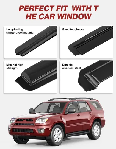 Vista 7 de Outside-Mount Window Rain Guards Fit for Toyota 4Runner 2003 2004 2005 2006 2007 2008 2009, Window Visors Wind Deflector Dark Smoke Vent Shades