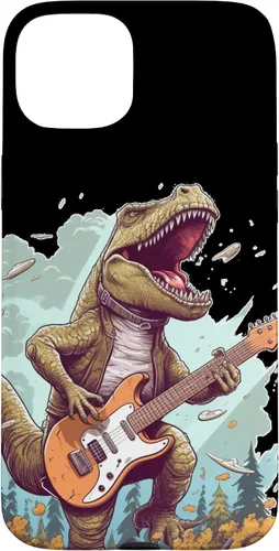Vista 9 de Funda para iPhone 16 Cool Tyrannosaurus Rex con bajo para amantes de los dinosaurios