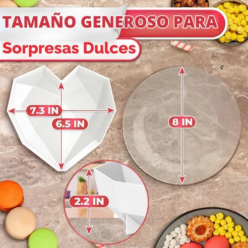 Vista 3 de HYQO - Molde de corazón rompible, silicona con forma de diamante para conchas de chocolate Chocolate Heart Mold for Mousse Cakes & Cheesecake