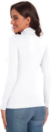 Vista 6 de Camisetas de cuello alto para mujer, casuales, ligeras, ajustadas, de manga larga, de capa base
