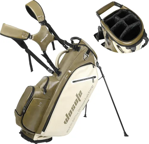 Vista 9 de WOSOFE PU Golf Bag with 6/14 Way Top Dividers Automatically Adjustable Dual Straps Elegant Design for Men Women Pu Golf Stand Bag with Multiple