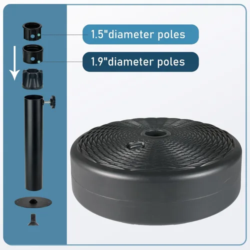 Vista 3 de FLAME&SHADE Base para sombrilla de patio, 60 libras, 17.7 pulgadas, base de sombrilla rellena de agua resistente para mesa de mercado, jardín