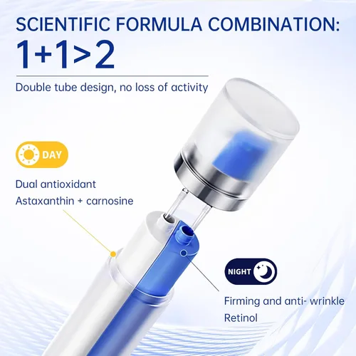 Vista 2 de Suero facial 2 en 1, vitamina C y suero facial de retinol, juego de cuidado de la piel antienvejecimiento con ácido hialurónico, niacinamida