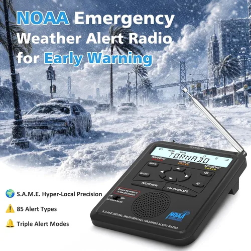 Vista 2 de DreamSky Radio meteorológica NOAA Alerta con batería de reserva y radio FM