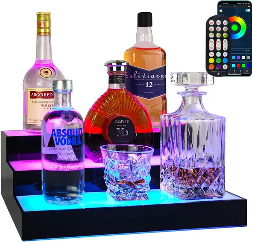 Vista 9 de RGBIC - Estante de exhibición LED para botellas de licor, 16 pulgadas, 2 niveles