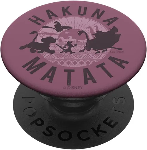 Vista 6 de Disney PopSockets MagSafe PopGrip de The Lion King Simba Timon Pumbaa Hakuna Matata Purple para iPhone