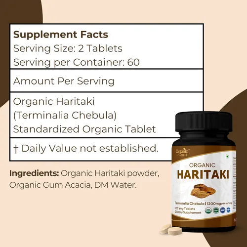 Vista 6 de ORGANIC SPREE Haritaki 120 tabletas Terminalia chebula – Suplemento para el despertar del tercer ojo – Suministro de 60 días – Apoya la digestión