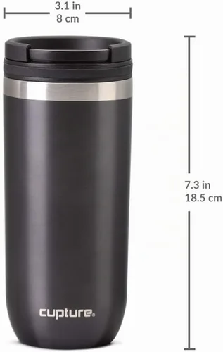 Vista 7 de Cupture TWIST-TOP - Taza de viaje de acero inoxidable con aislamiento al vacío, 16 onzas, gris plomizo Gris metalizado