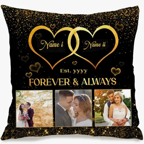 Vista 15 de Custom Pillow Case with One Photo and Text turning your favorite moment into a personalized throw pillow that adds warm home décor and brings gift