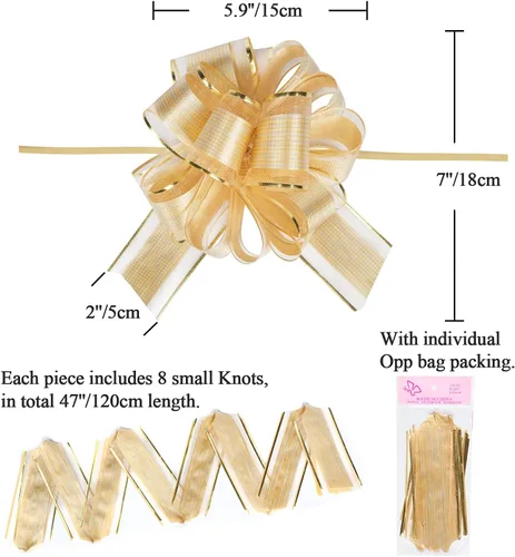 Vista 2 de 10 lazos grandes para envolver regalos, lazo con cinta para cestas de regalo de boda, lazos de envoltura de regalo de fiesta, lazos de decoración