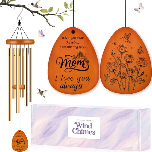 Vista 11 de Regalos de cumpleaños para mujeres, mamá, abuela, regalos de jardinería para mujeres, campanillas de viento solares de ángel para exteriores