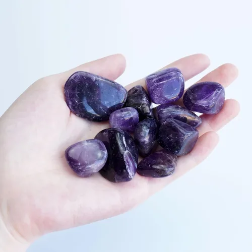 Vista 3 de Juego de piedras de cristal de amatista pulidas de cristal curativo a granel de 3 libras, piedras de cristal de amatista pulida para la fabricación