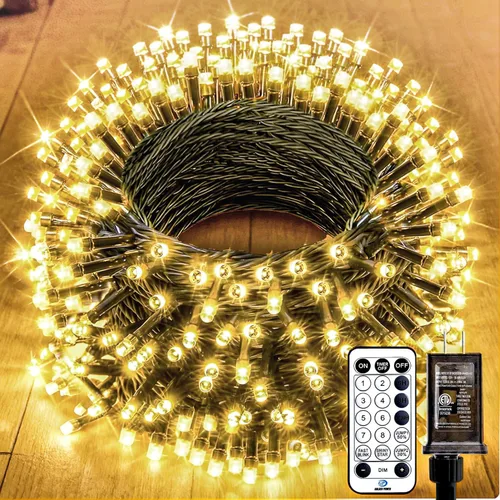 Vista 8 de Minetom Luces LED para árbol de Navidad de 50 pies, 1000 luces LED para exteriores, cuerda de petardos para exteriores, 12 modos, temporizador