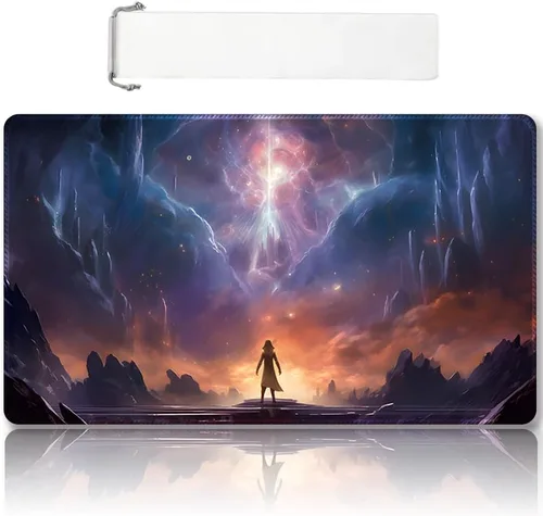 Vista 8 de DAUXID Tapete de Juego MTG Cosido Premium con Zonas y Respaldo de Goma Antideslizante, Tapete de Juego TCG para MTG y Otros Juegos de Cartas, Diseño