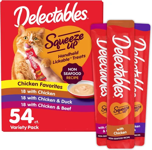 Vista 10 de Delectables Squeeze Up - Paquete variado de golosinas para gatos para lamer sin mariscos, 20 unidades (paquete de 1)