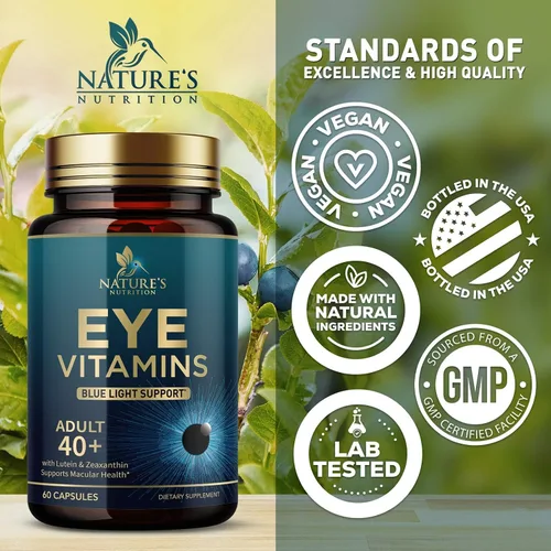 Vista 3 de Vitaminas para los ojos - Vitamina de salud ocular con luteína y zeaxantina - Visión Salud macular y apoyo para los ojos con zinc, vitaminas C E