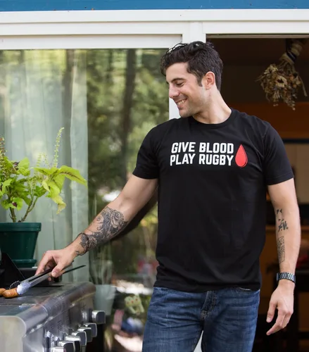 Vista 5 de Give Blood Play Rugby Divertida camiseta de la Unión de Rugby Player Rugger League