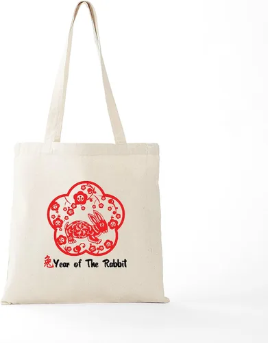 Vista 5 de CafePress Bolso de lona con diseño de año del conejo, Caqui
