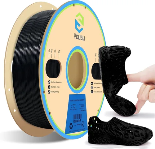 Vista 14 de YOUSU Filamento TPU 85A de 0.07 in, 2.2 lbs, filamento flexible para A1-negro mate 85a