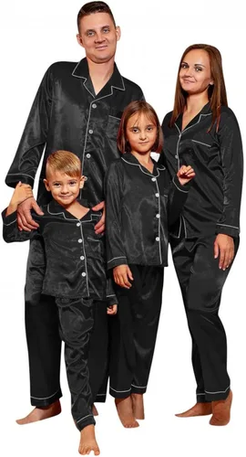 Vista 2 de Conjuntos de pijamas de seda para la familia, pijamas de Navidad a juego para toda la familia, pijamas de vacaciones