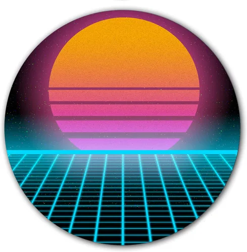 Vista 2 de DJ Synthwave 1980 Sun #2 - Almohadilla para raspar 1200 vinilo Memorabilia de 12 pulgadas, alfombrilla giratoria para DJ
