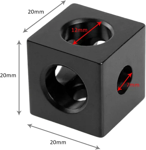 Vista 3 de Create idea 8 conectores de esquina de cubo de tres vías, cubos de soporte de esquina negros para todos los perfiles de extrusiones de aluminio