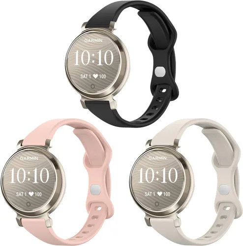 Vista 9 de 3 Pack Slim Silicone Watch Bands Compatible with Garmin Lily 2,14mm Soft Thin Narrow Band Sport Replacement Wristband for Garmin Lily 2 / Lily 2