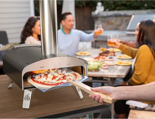 Vista 7 de Mimiuo Horno de pizza de pellets de madera para exteriores de 12 pulgadas, estufa de pizza de acero inoxidable resistente de 34.8 libras, pizza