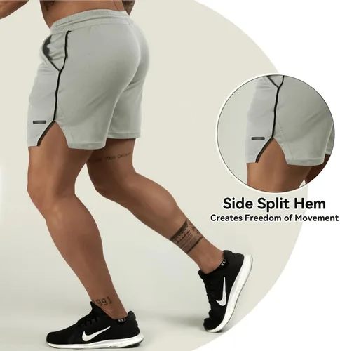 Vista 6 de TEZO Pantalones cortos de entrenamiento para hombre, 5 pulgadas, para gimnasio, atletismo, correr, entrenamiento, de secado rápido, pantalones