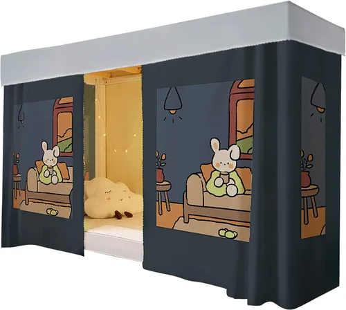 Vista 14 de Lobagve Van Caro - Cortinas de litera transpirables para dormitorio de estudiantes, cortinas de cama transpirables, a prueba de polvo, tela opaca