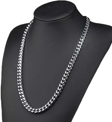 Vista 4 de Collar o pulsera de eslabones cubanos de plata, ancho de 0.450.55 pulgadas, hip hop, joyería para hombre y mujer, cadena de metal de acero