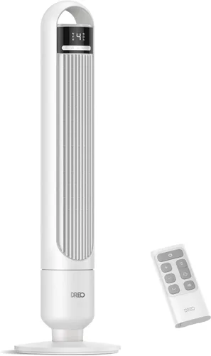 Vista 9 de DREO - Ventilador de torre para dormitorio, ventilador oscilante de 90°, ventilador de pie Gris