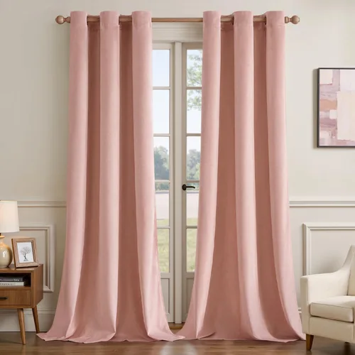 Vista 44 de EMEMA Cortinas de terciopelo negro, 2 paneles de 40 x 63 pulgadas de largo, bolsillo trasero para barra