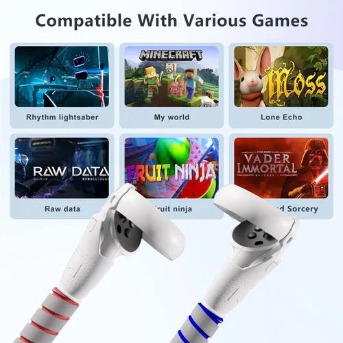 Vista 6 de 2 in 1 Long Arms & Handle Attachments Compatible with Oculus Quest 2 Hand Controllers, VR Gorilla Tag Long ArmsStick Extension Grips for Meta Quest