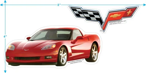 Vista 4 de Popfunk Chevy Corvette Convertible Racing Logo GM Car, T Shirt & Stickers Grey