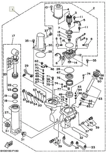 Vista 2 de Kit de reconstrucción para Yamaha fueraborda 60 70 75 85 90HP trimestre unidad de inclinación 6H1-12 6H1-15
