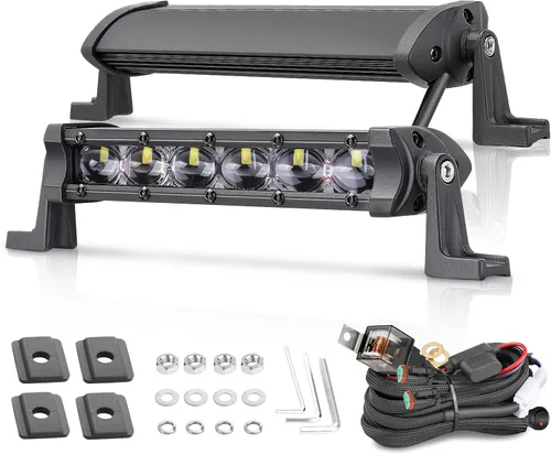 Vista 13 de Niwaker - Barra de luz LED de 6 pulgadas, 2 módulos LED de inundación de 96 W, luces de conducción de una sola fila, luz antiniebla todoterreno