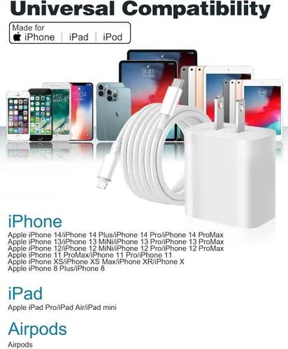 Vista 2 de Cargador de iPhone de carga rápida, [certificado Apple MFi] Apple Chargers iPhone Super Quick 2Pack de 6 pies tipo C a Lightning cable USB C
