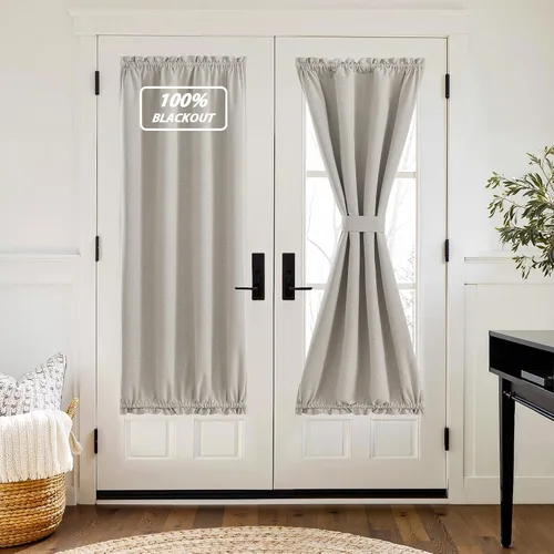 Vista 84 de NICETOWN Cortinas de Lino para Puerta Lateral - Cortinas Opacas con Aislamiento Térmico para Puerta Delantera Francesa para Sombra Pequeña